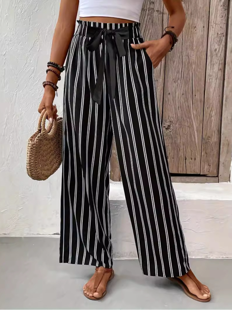 Women's Striped Long Pant Casual Spring/Fall Trousers