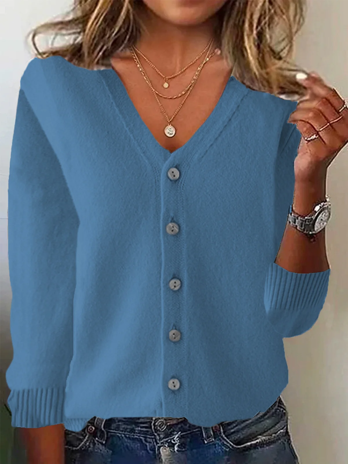 Women's Casual Spring/Fall Plain Wool/Knitting Cardigan