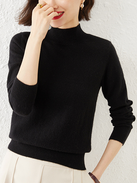 Women's Spring/Fall Plain Casual Long Sleeve Crew Neck Yarn/Wool Yarn Sweater