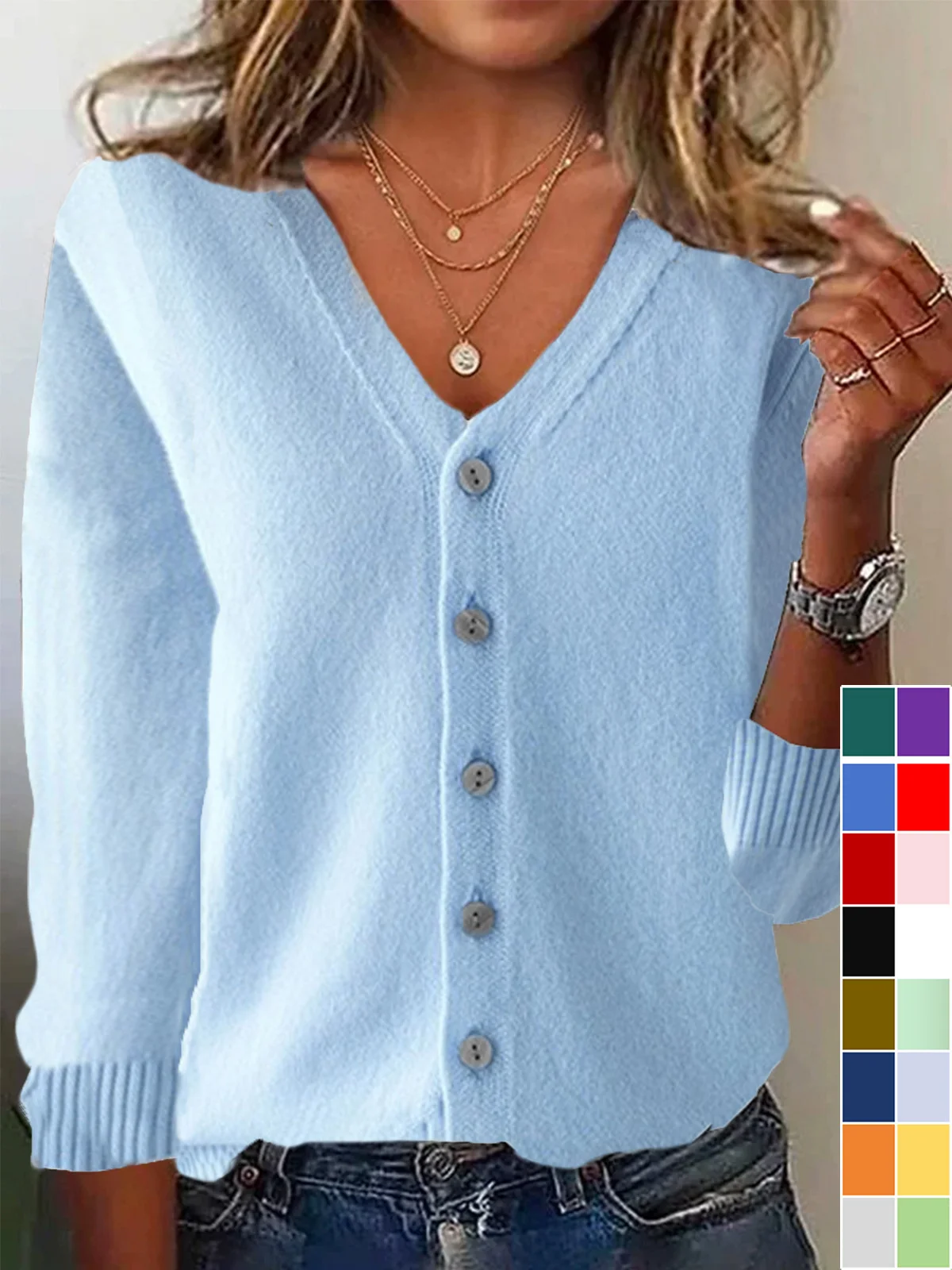 Women's Casual Spring/Fall Plain Wool/Knitting Cardigan