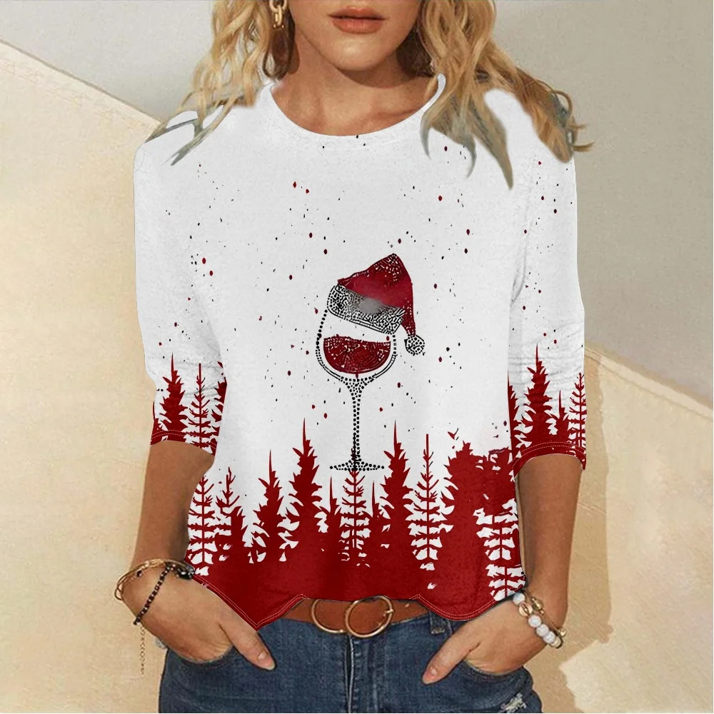 Women's Long Sleeve Tee T-shirt Spring/Fall Christmas Jersey Crew Neck Daily Going Out Casual Top