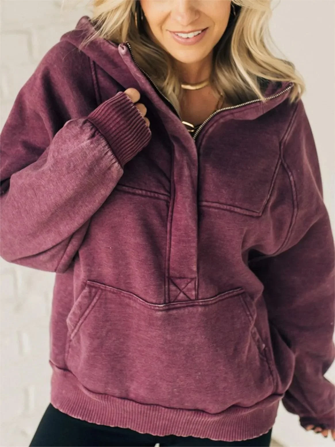 Women's Plain Spring/Fall Long Sleeve Casual Daily Hoodie