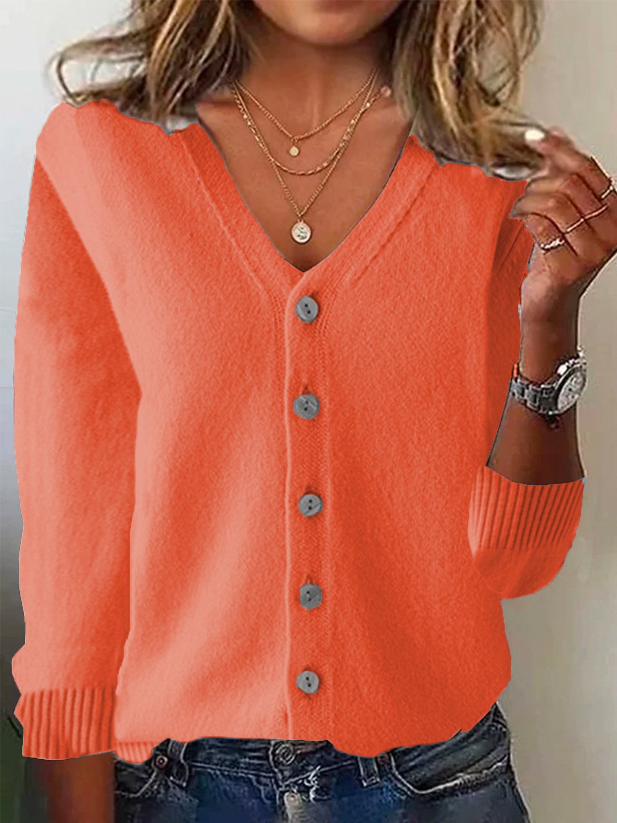 Women's Casual Spring/Fall Plain Wool/Knitting Cardigan