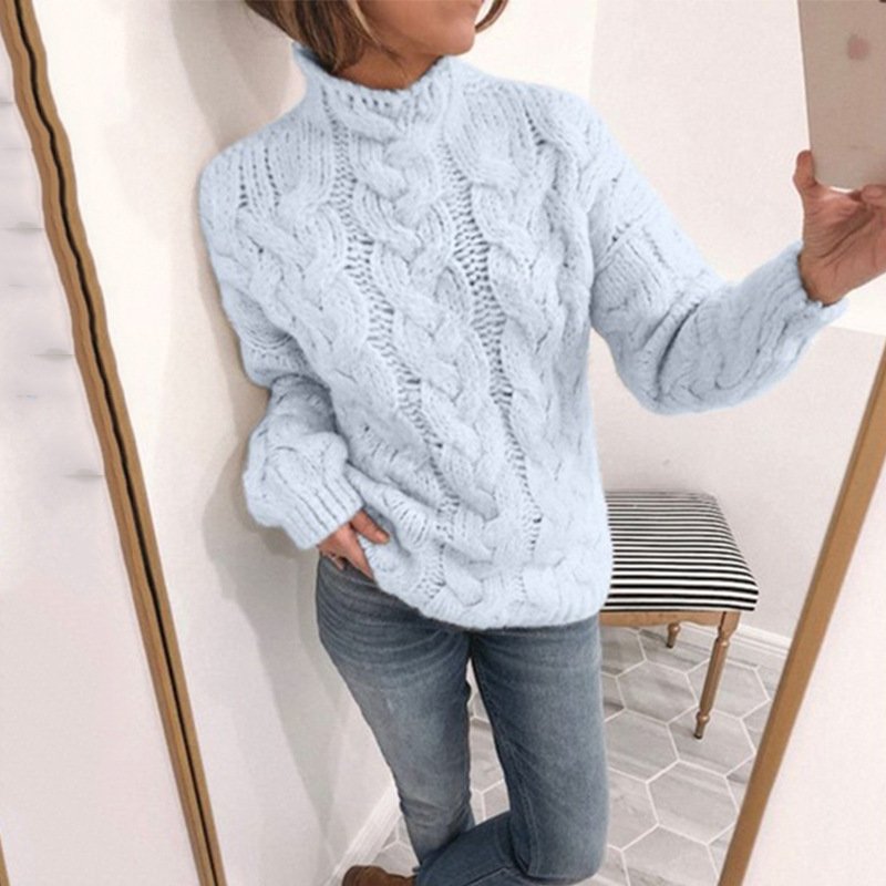 Women's Spring/Fall Plain Casual Long Sleeve Crew Neck Yarn/Wool Yarn Sweater