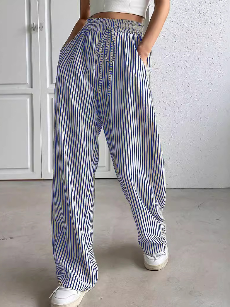 Women's Trousers Daily Going Out Casual Jersey Striped Spring/Fall Pants