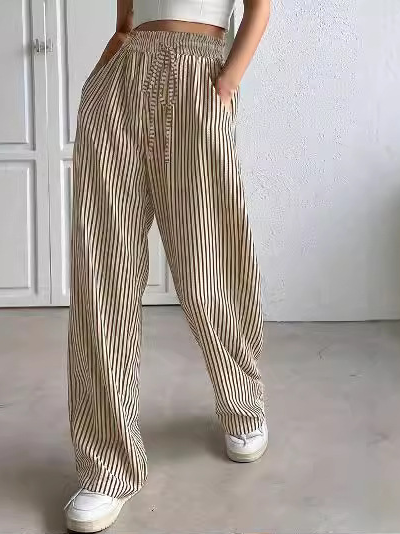 Women's Trousers Daily Going Out Casual Jersey Striped Spring/Fall Pants