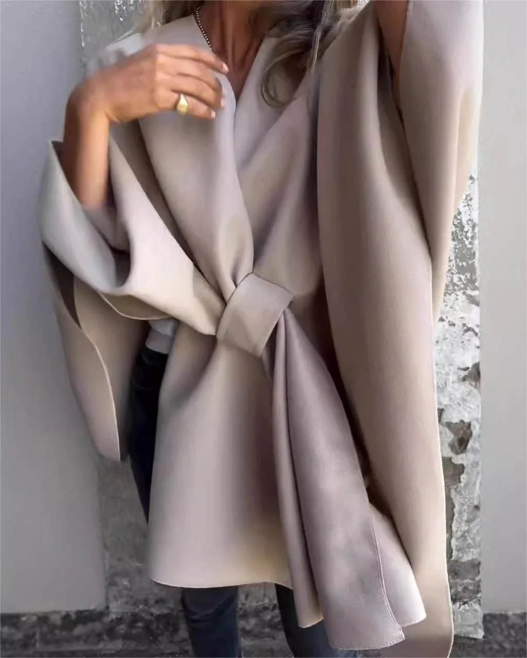 Women's Winter Outerwear Imitation Cashmere Casual Plain Mid-long Wrap Overcoat