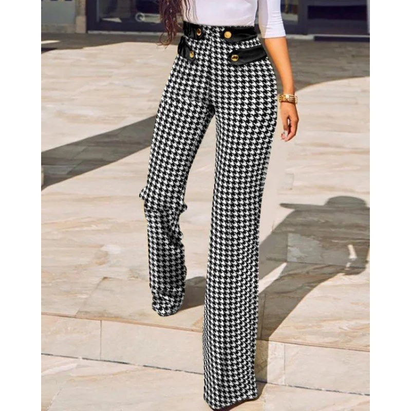 Women's Trousers Daily Going Out Casual Fluff/Granular Fleece Fabric Plaid Spring/Fall Pants