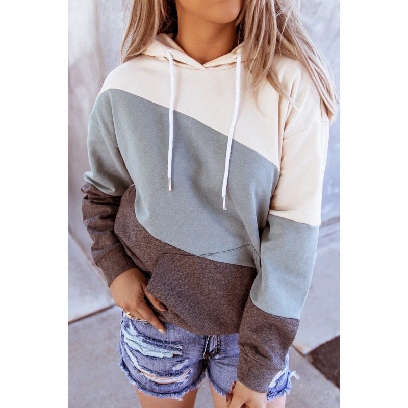 Women's Hoodie Color Block Zipper Casual Spring/Fall Long Sleeve Sweatshirt