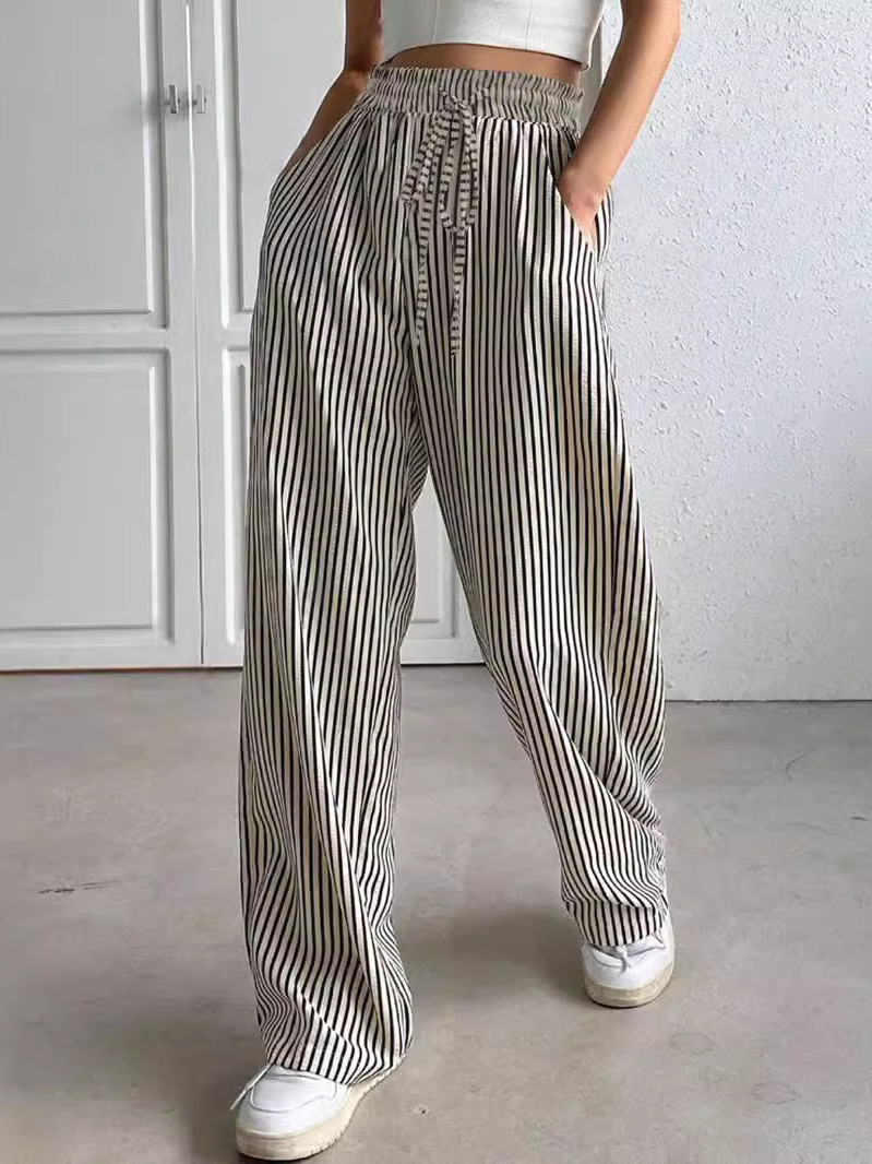 Women's Trousers Daily Going Out Casual Jersey Striped Spring/Fall Pants