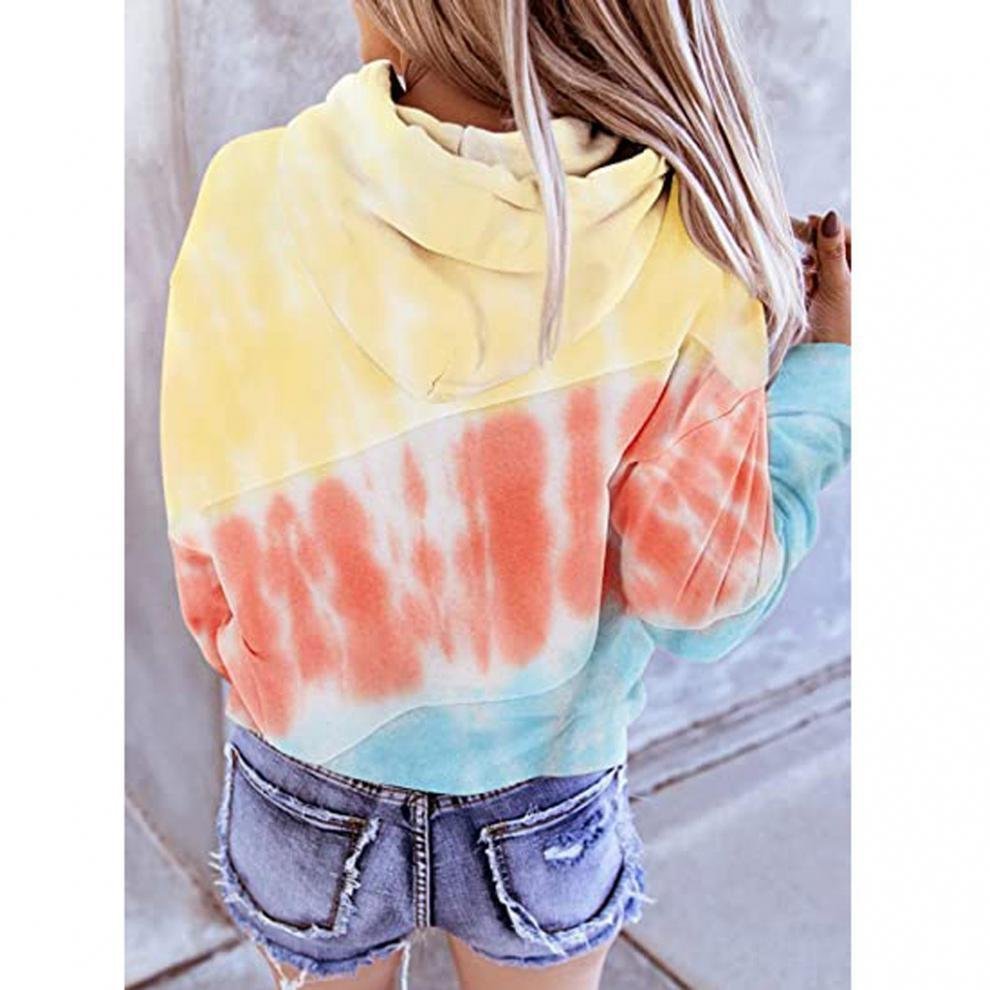 Women's Hoodie Color Block Zipper Casual Spring/Fall Long Sleeve Sweatshirt