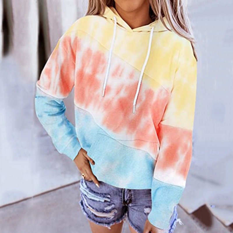 Women's Hoodie Color Block Zipper Casual Spring/Fall Long Sleeve Sweatshirt