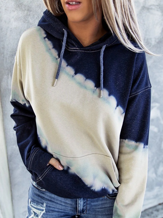 Women's Hoodie Color Block Zipper Casual Spring/Fall Long Sleeve Sweatshirt