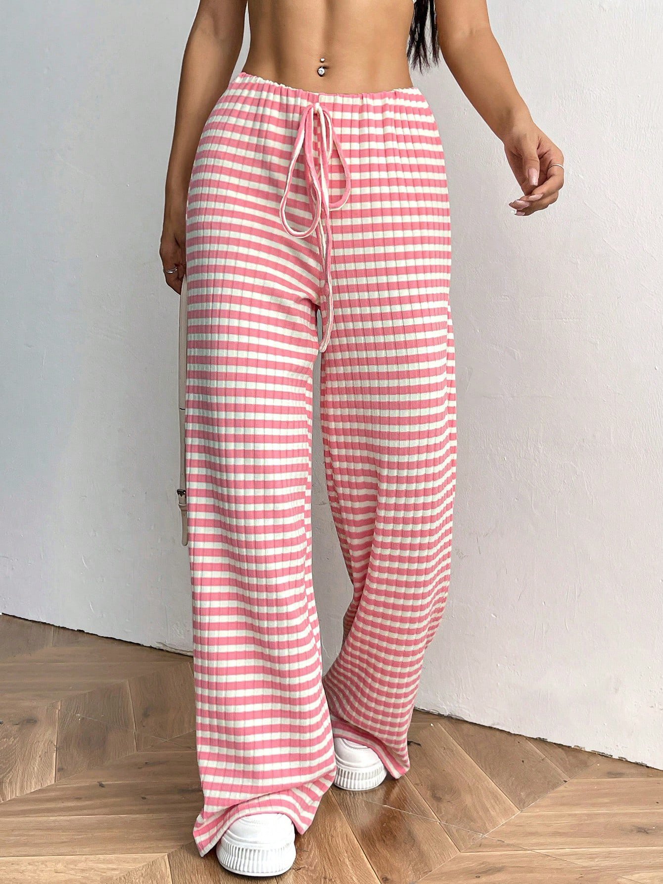 Women's Trousers Daily Going Out Casual Jersey Striped Spring/Fall Pants