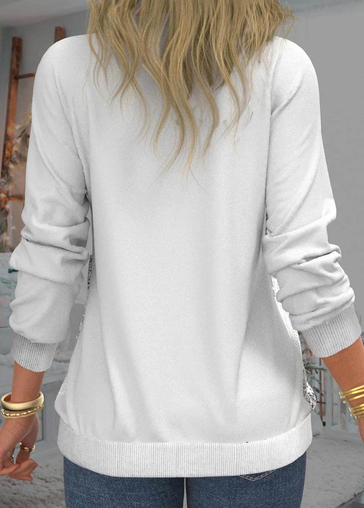 Women's Crew Neck Ethnic Zipper Casual Spring/Fall Long Sleeve Sweatshirt