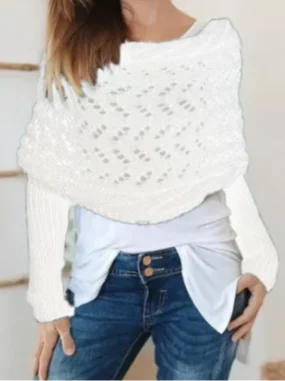 Women's Spring/Fall Plain Vintage Long Sleeve Off The Shoulder Sweater