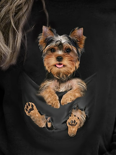 Women's Crew Neck Dog Printing Casual Spring/Fall Long Sleeve Sweatshirt