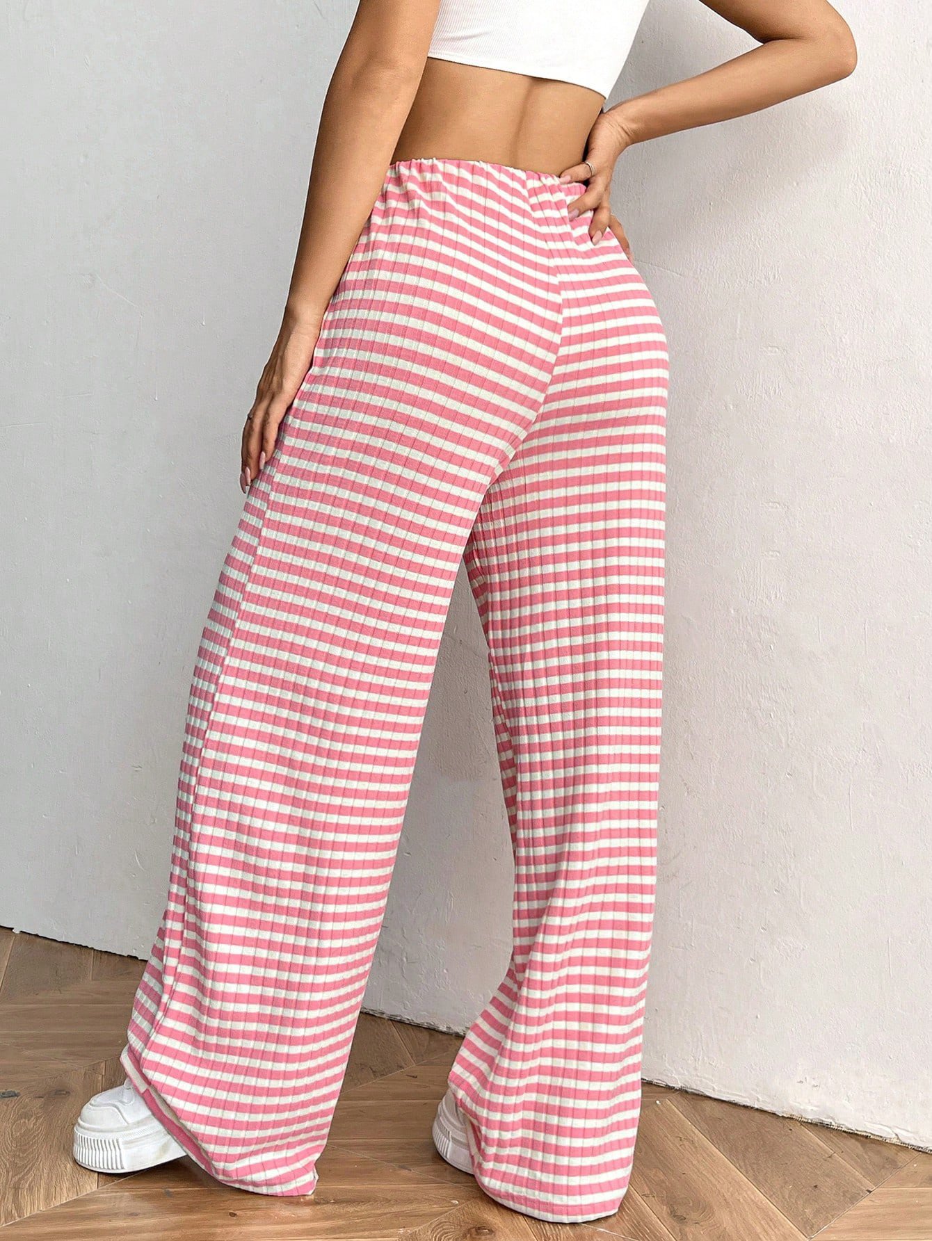 Women's Trousers Daily Going Out Casual Jersey Striped Spring/Fall Pants