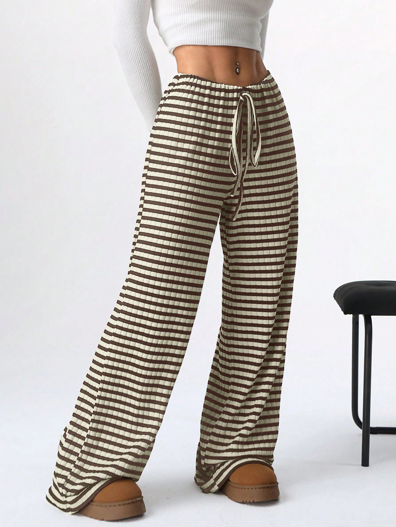 Women's Trousers Daily Going Out Casual Jersey Striped Spring/Fall Pants