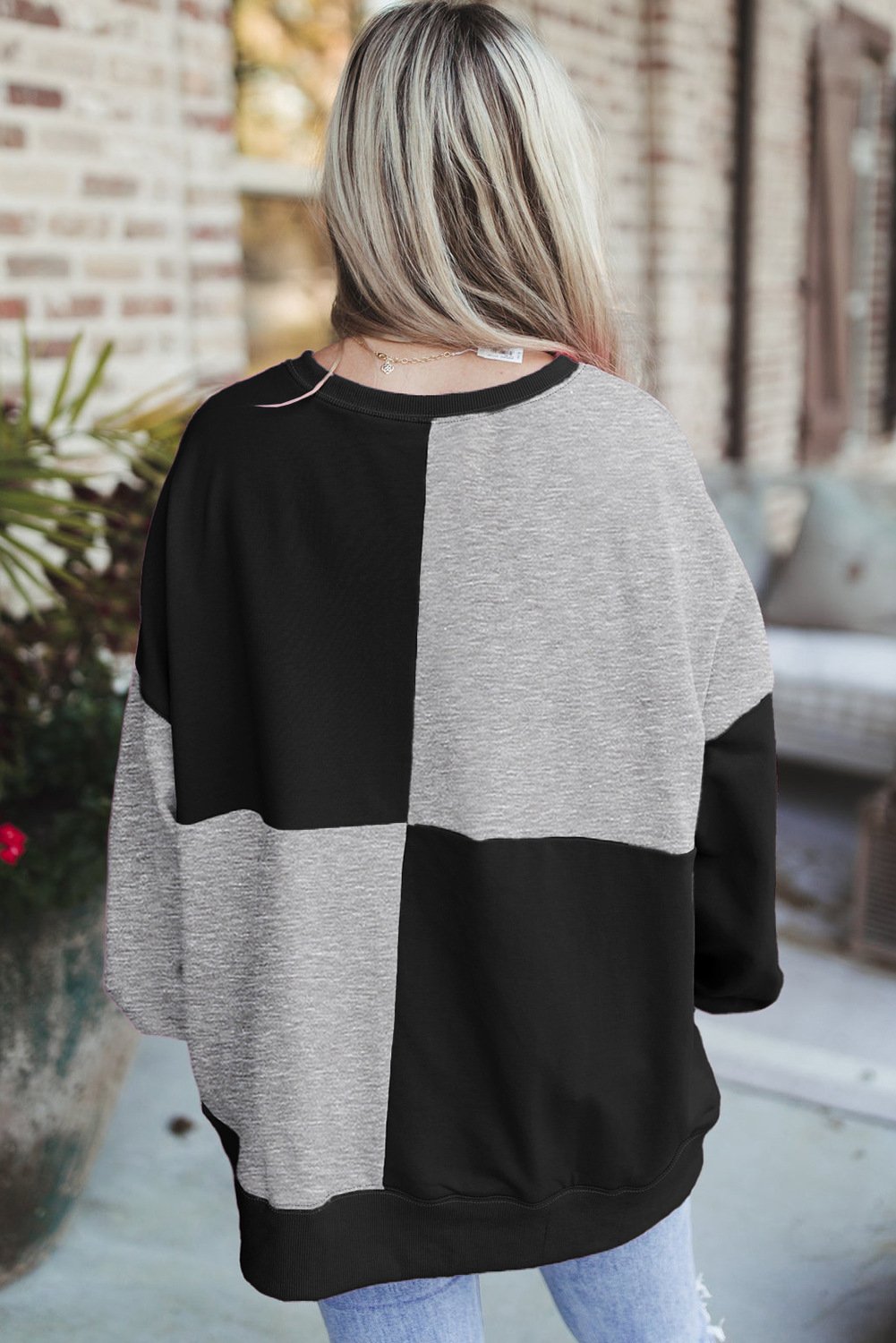 Women's Crew Neck Color Block Casual Spring/Fall Long Sleeve Sweatshirt