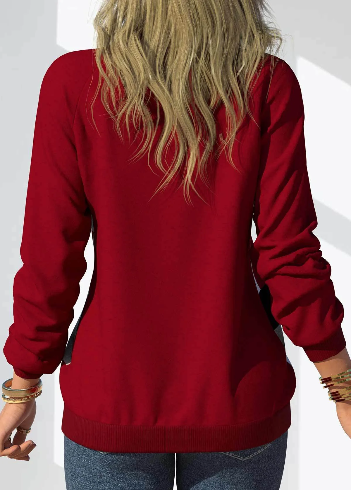 Women's Crew Neck Ethnic Zipper Casual Spring/Fall Long Sleeve Sweatshirt