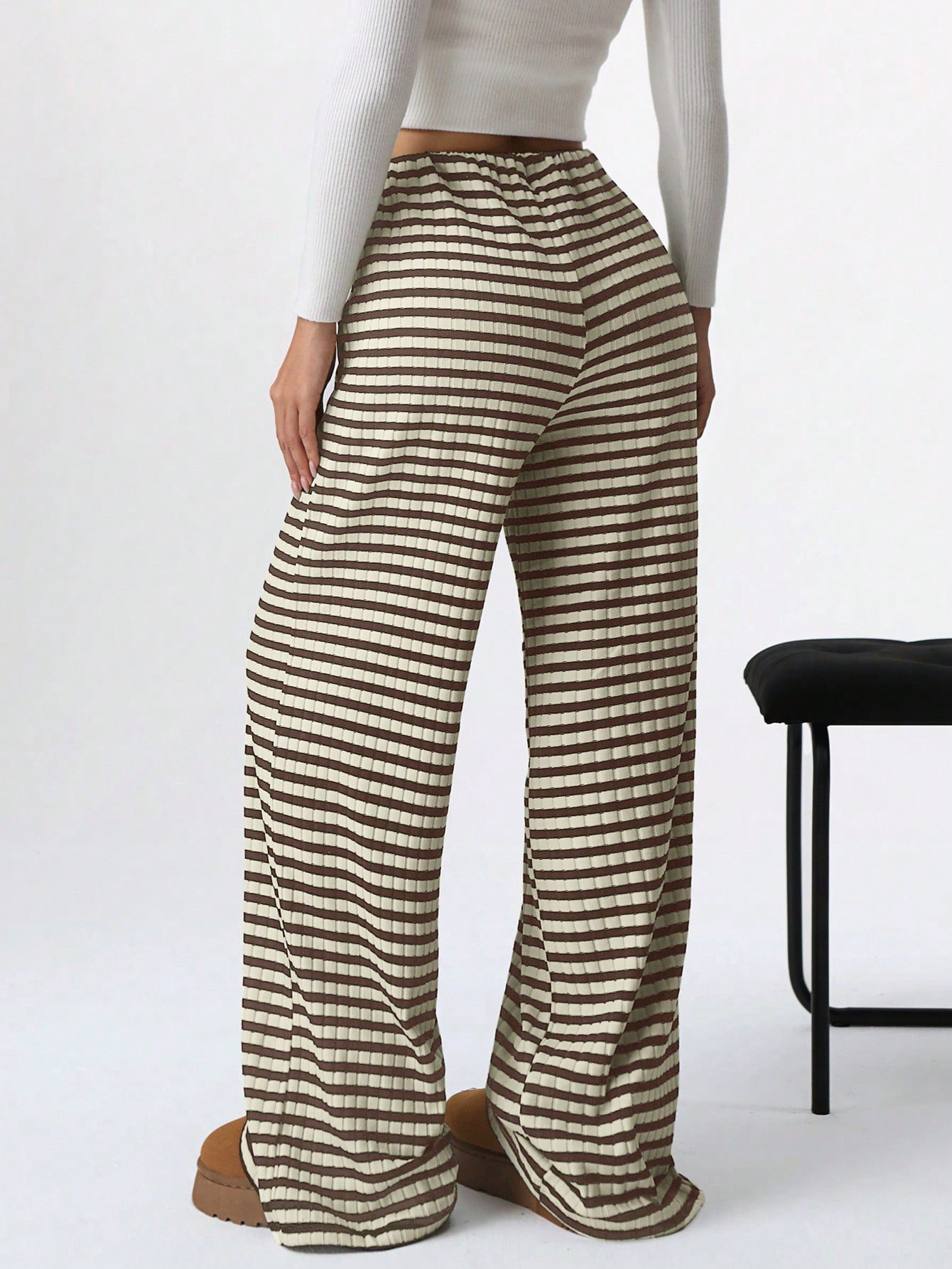 Women's Trousers Daily Going Out Casual Jersey Striped Spring/Fall Pants