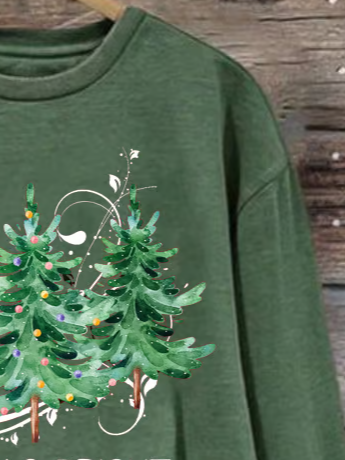 Women's Crew Neck Christmas Tree Printing Casual Spring/Fall Long Sleeve Sweatshirt