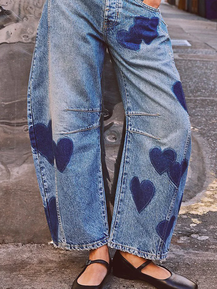 Casual Denim Heart/Cordate Jeans