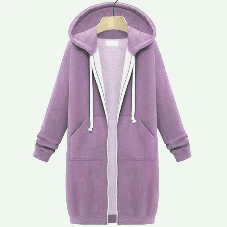 Women's Winter Outerwear Casual Plain Mid-long Hoodie Overcoat