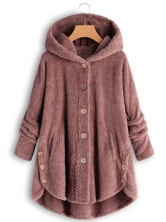 Women's Winter Outerwear Casual Plain Long Sleeve Hoodie Fleece Coat