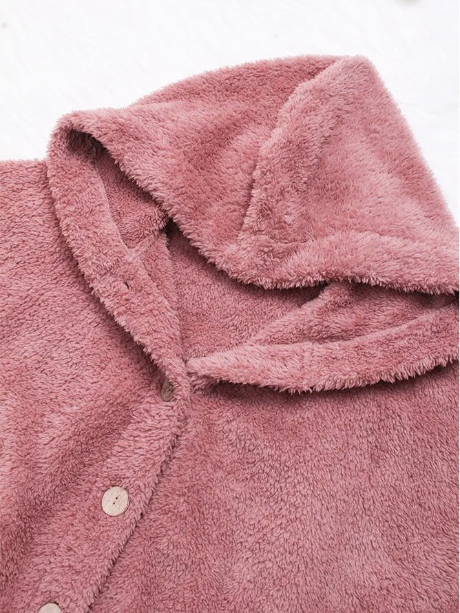 Women's Winter Outerwear Casual Plain Long Sleeve Hoodie Fleece Coat