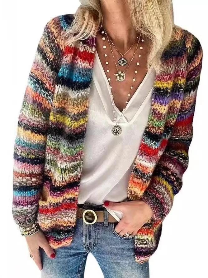 Women's Vintage Spring/Fall Striped Cardigan