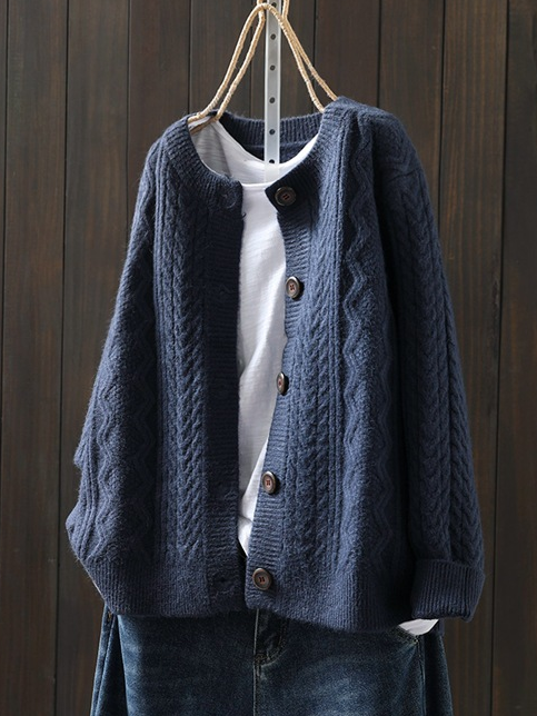 Women's Casual Winter Plain Wool/Knitting Cardigan