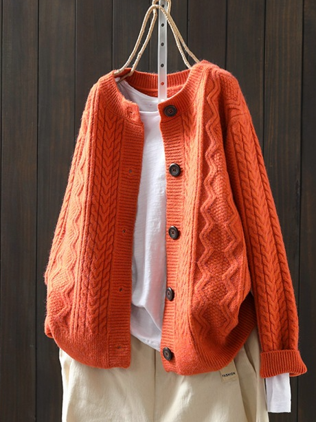 Women's Casual Winter Plain Wool/Knitting Cardigan