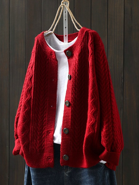 Women's Casual Winter Plain Wool/Knitting Cardigan