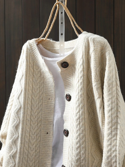 Women's Casual Winter Plain Wool/Knitting Cardigan