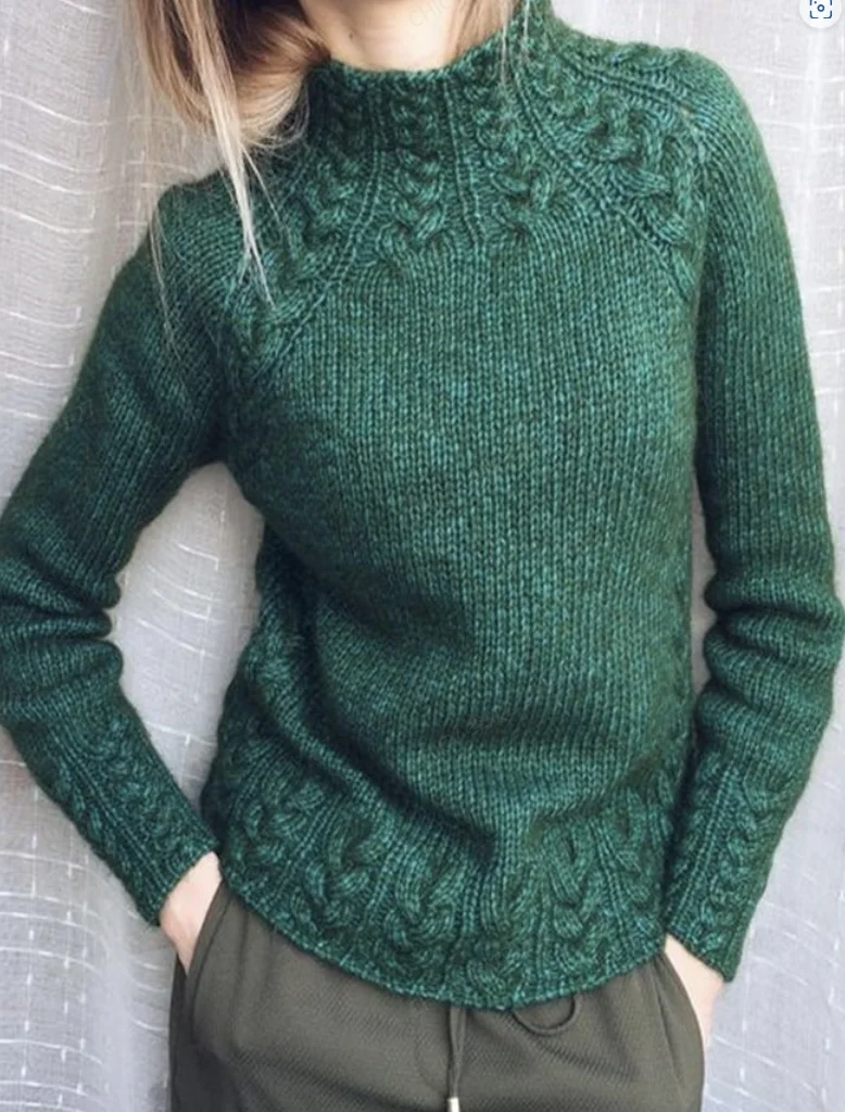 Women's Spring/Fall Plain Vintage Long Sleeve Mock Neck Knitted Sweater