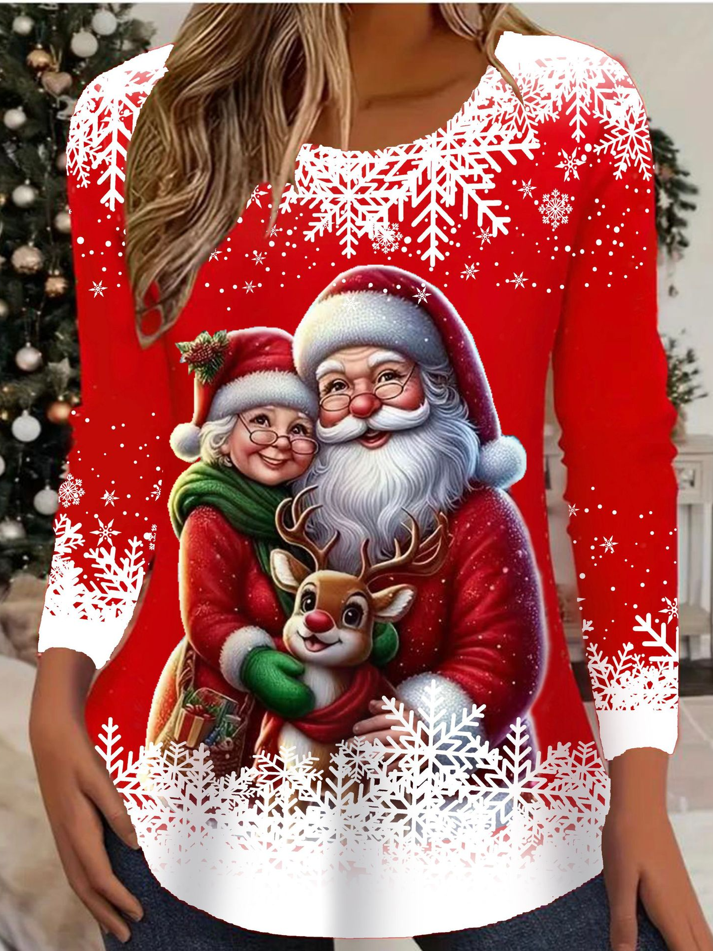 Women's Long Sleeve Tee T-shirt Spring/Fall Christmas Jersey Crew Neck Daily Going Out Casual Top