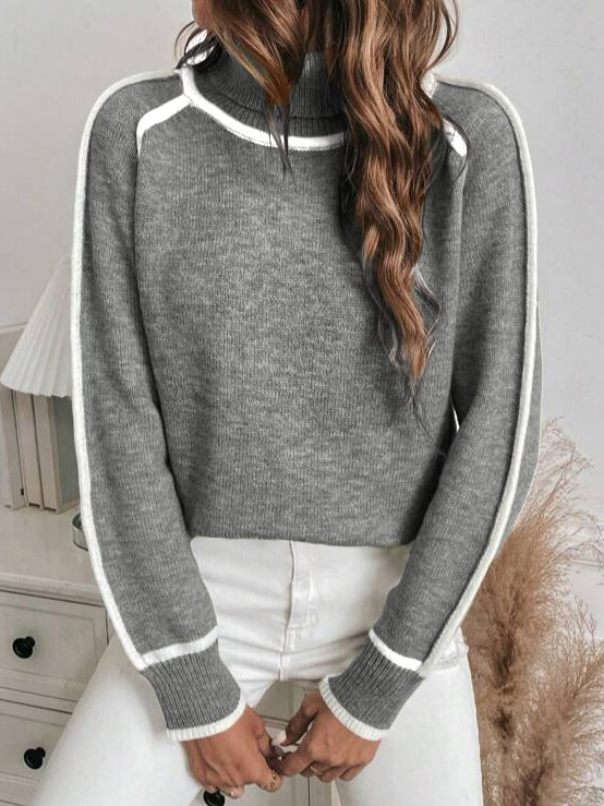 Women's Spring/Fall Plain Casual Long Sleeve Turtleneck Wool/Knitting Sweater