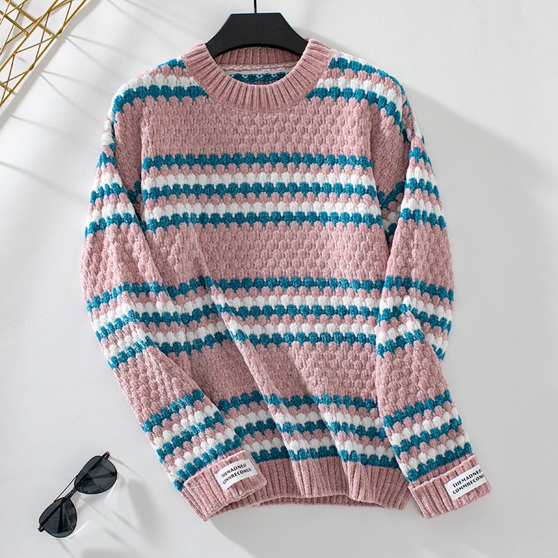 Women's Spring/Fall Striped Casual Long Sleeve Crew Neck Yarn/Wool Yarn Sweater