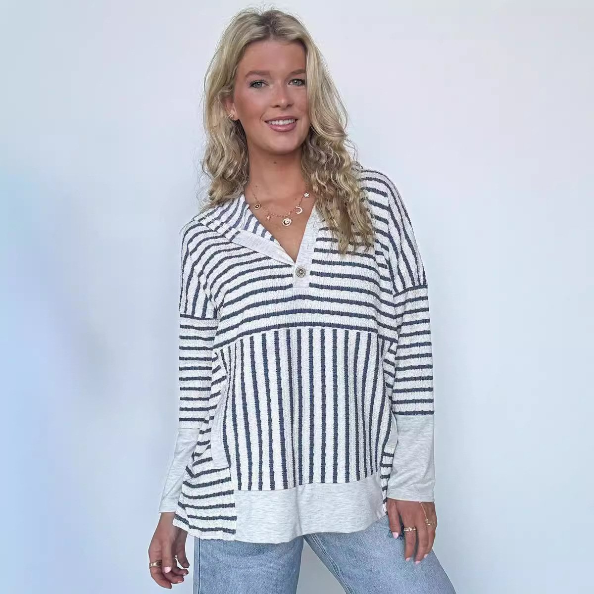 Women's Striped Spring/Fall Long Sleeve Casual Daily Hoodie