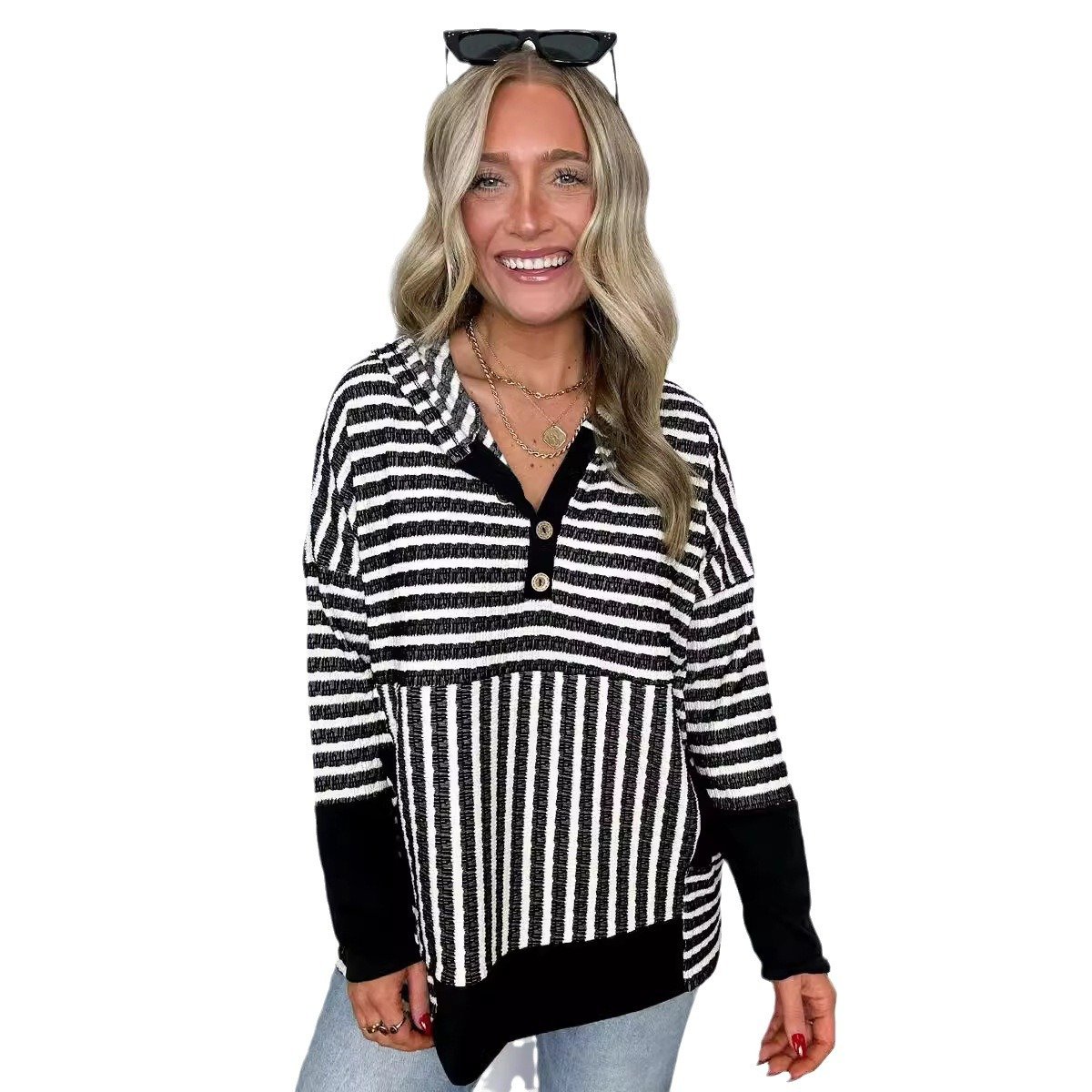 Women's Striped Spring/Fall Long Sleeve Casual Daily Hoodie