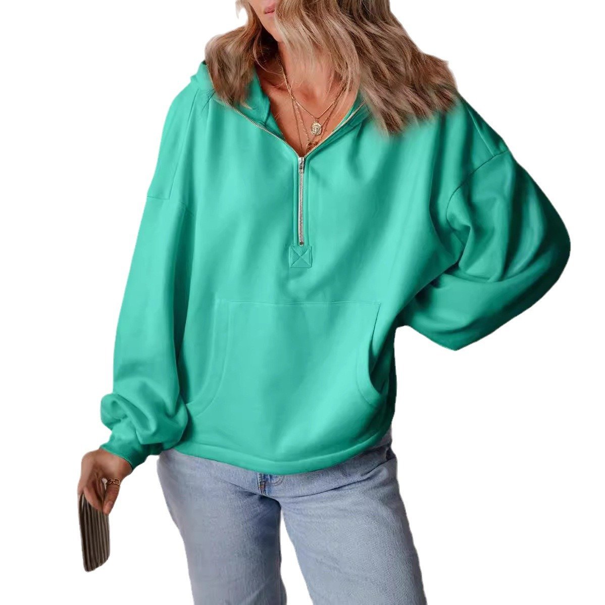 Women's Hoodie Plain Zipper Casual Spring/Fall Long Sleeve Sweatshirt