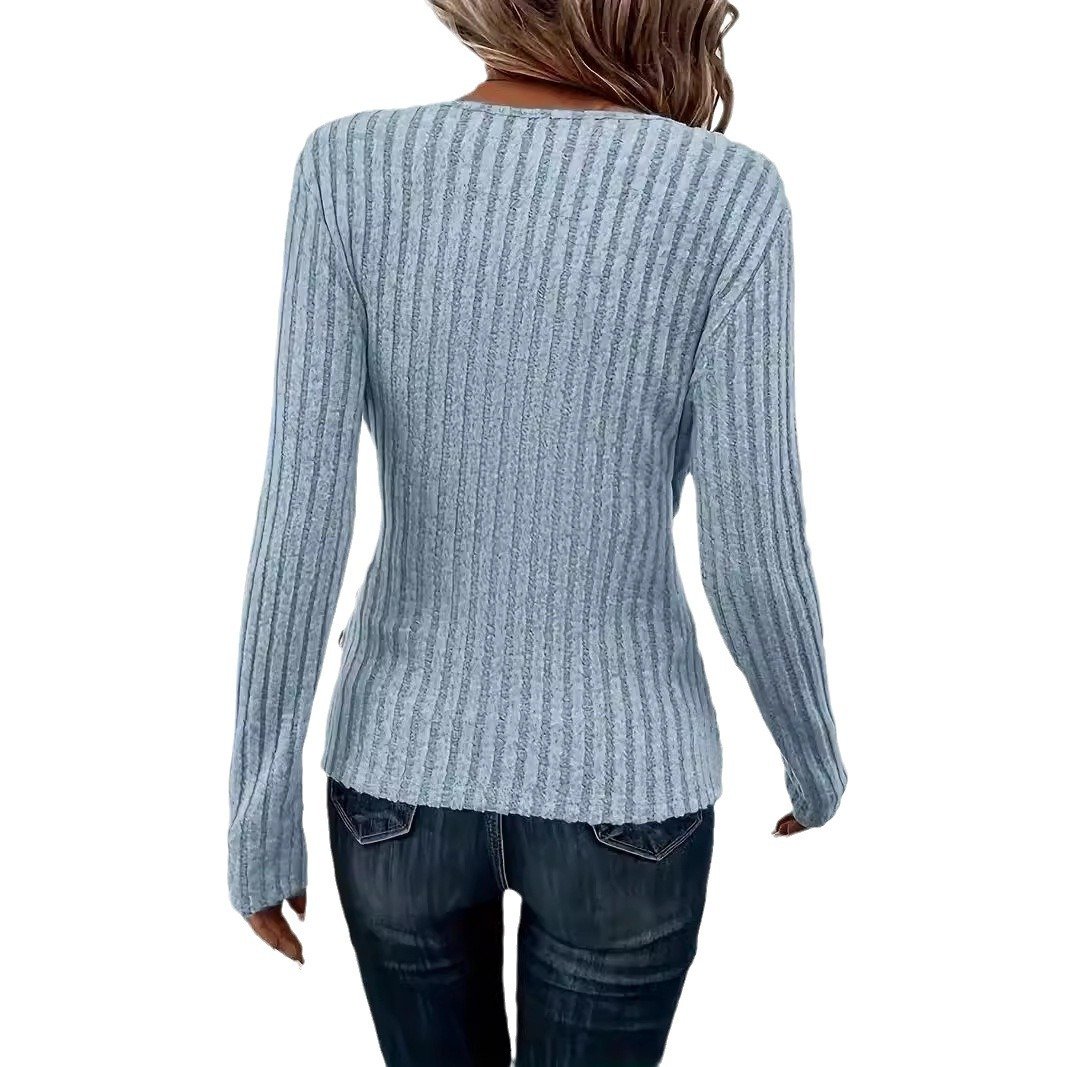 Women's Long Sleeve Blouse Spring/Fall Plain V Neck Daily Going Out Casual Top