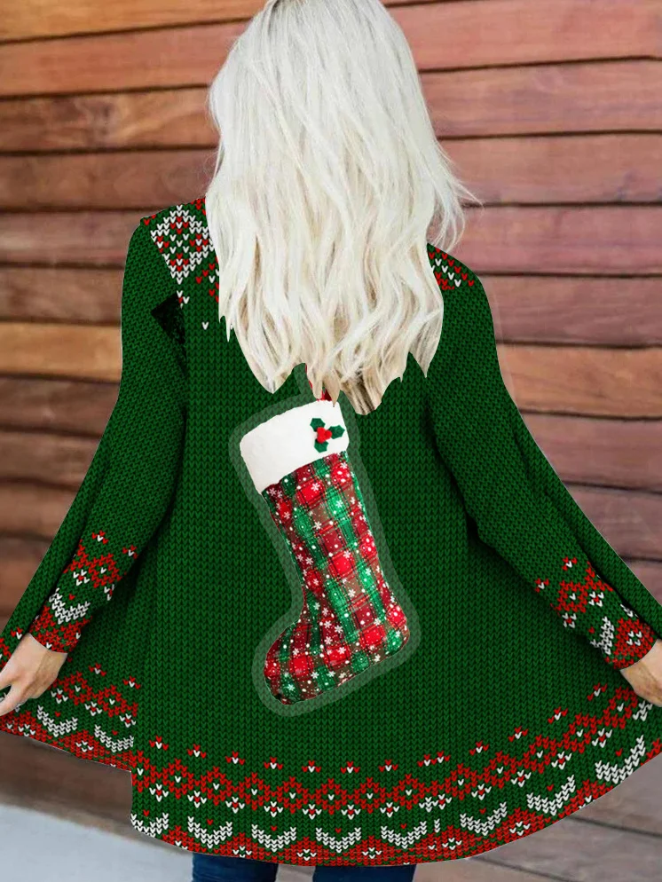 Women's Spring/Fall Outerwear Casual Santa Claus Shawl Jacket