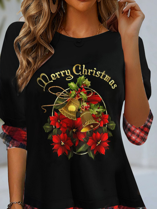 Women's Long Sleeve Tee T-shirt Spring/Fall Christmas Jersey Crew Neck Daily Going Out Casual Top