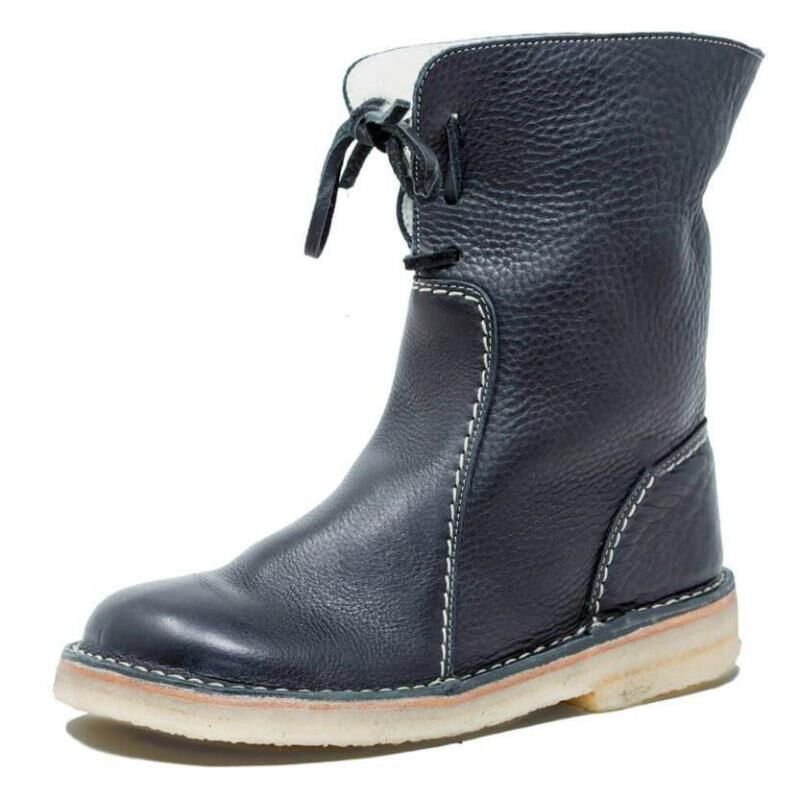 Plain Leather Autumn West Style Western Boots