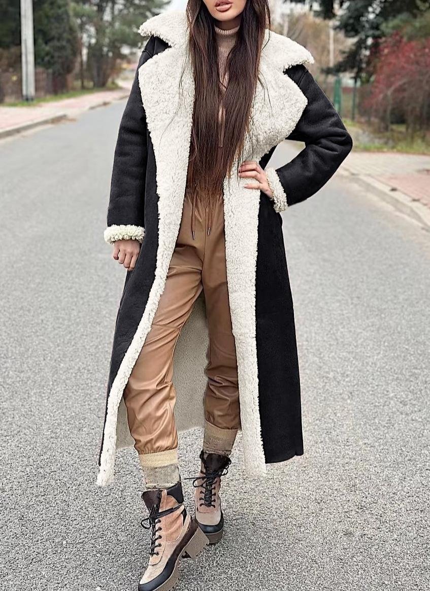 Women's Winter Outerwear Faux Fur Casual Plain Long Shawl Collar Overcoat