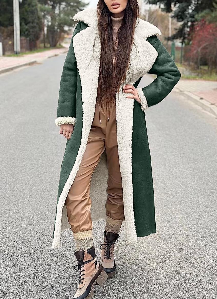 Women's Winter Outerwear Faux Fur Casual Plain Long Shawl Collar Overcoat