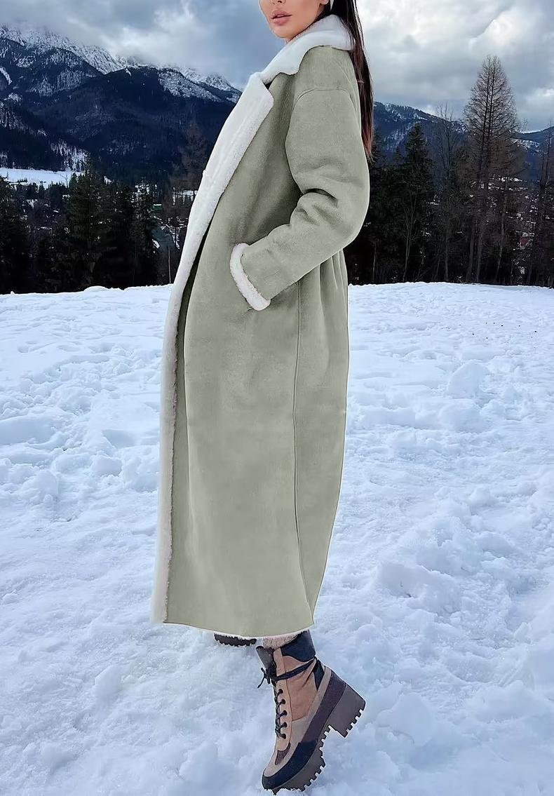 Women's Winter Outerwear Faux Fur Casual Plain Long Shawl Collar Overcoat